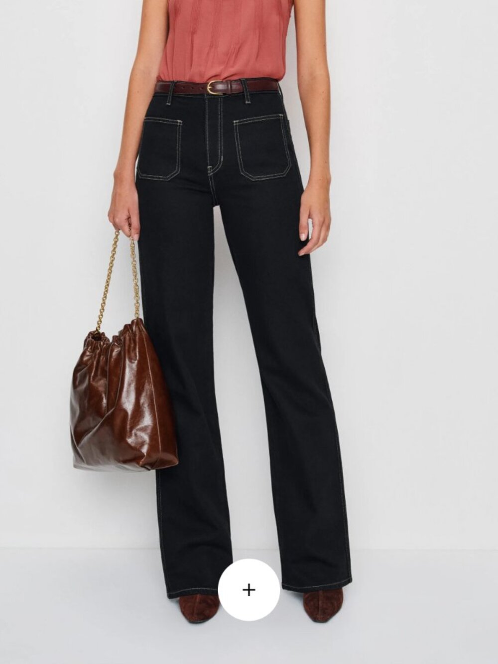 Reformation Alyssa Stretch High Rise Wide Leg Long Jeans Black - Size 29